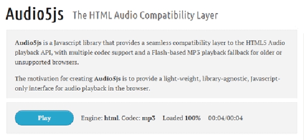 跨浏览器的HTML5 Audio解决方案 - Audio5js