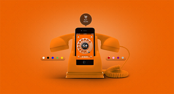 Ice-phone in Orange in Web Design
