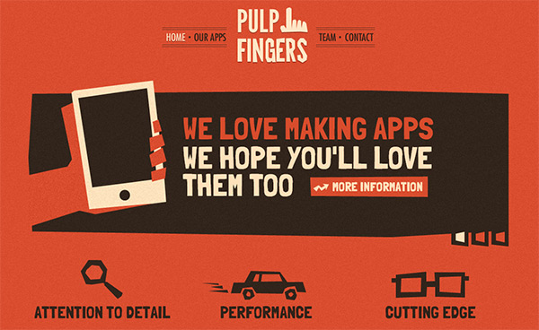 Pulpfingers in Orange in Web Design