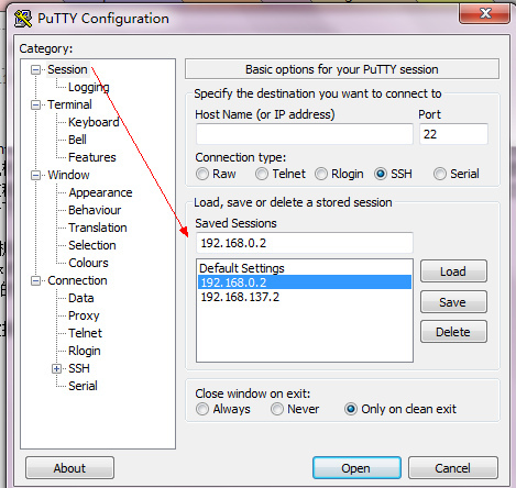 Putty设置 IP