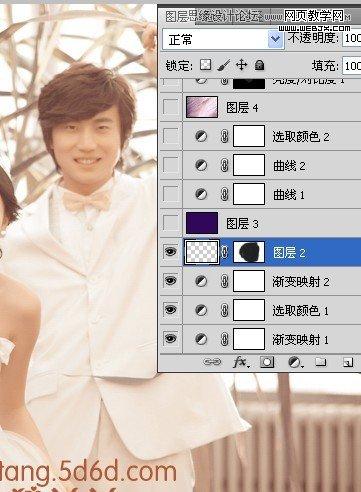 Photoshop调出外景婚片梦幻紫蓝色效果