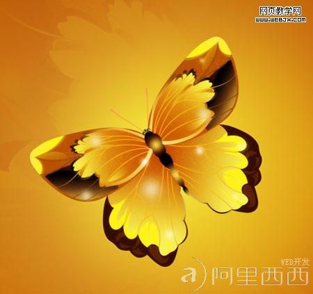 Photoshop鼠绘一只精美的金黄蝴蝶