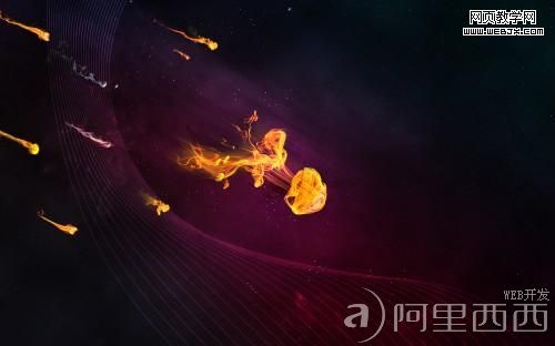 Photoshop实例教程:简单打造黑夜彗星特效_aiyiweb.com